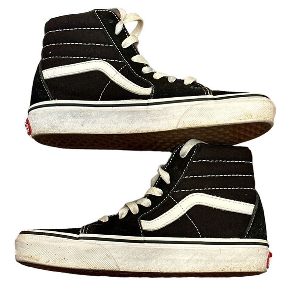 VANS Off The Wall Sneakers High Tops Skateboard Shoes Black Suede Sz M 3.5 W 5 - Picture 2 of 6